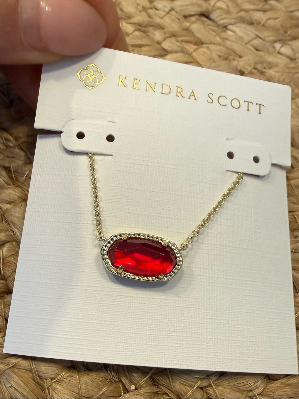 🌹Brand New Tory Burch Elisa Ruby Passion Gold Pendant Necklace